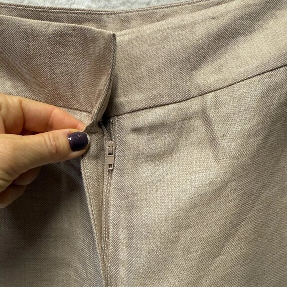 Calvin Klein Whitney Linen Wide Leg Pants Womens 12 Beige Cottage Core Coastal - Picture 2 of 16